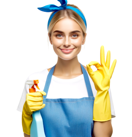 A cleaning professional giving the OK sign.